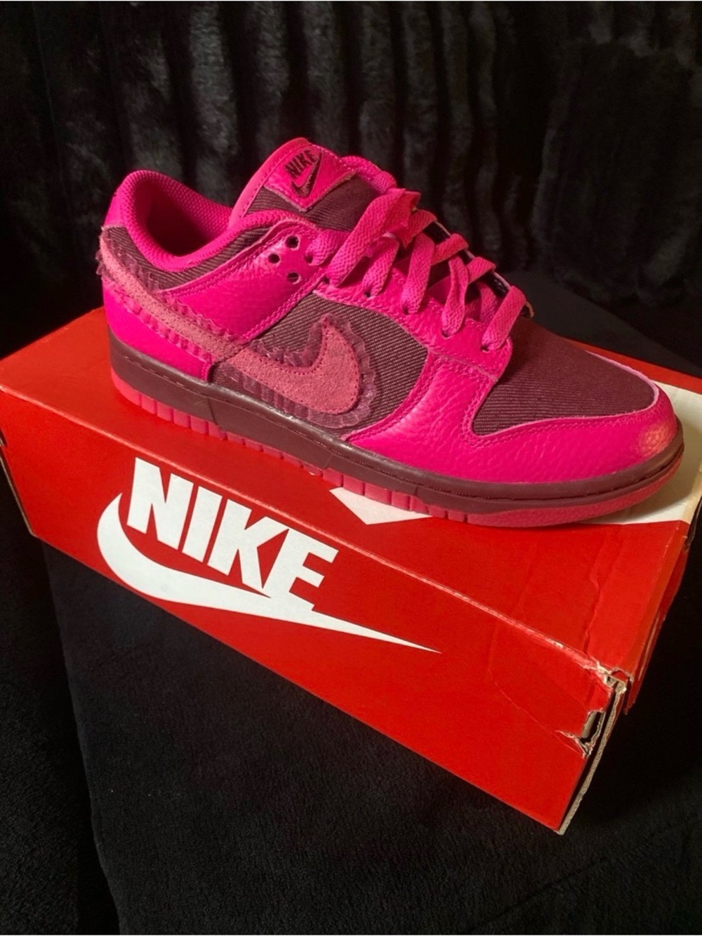 Nike Hot Pink and Burgundy Low-Top Sneakers